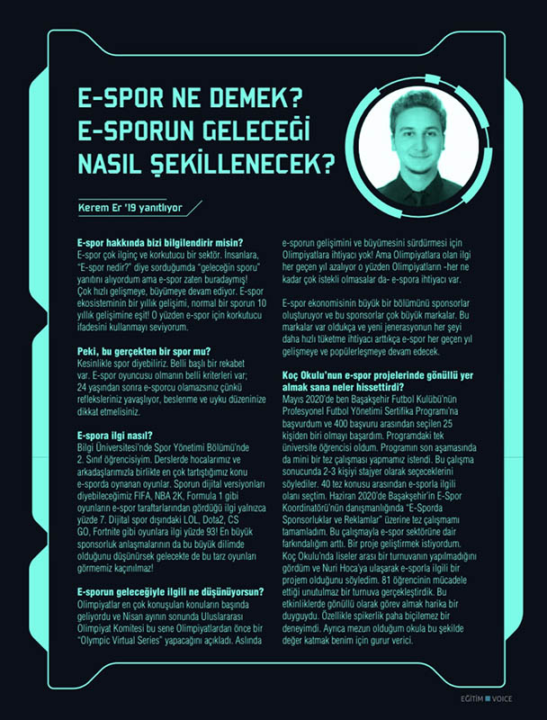 Kerem Er-Spor Yöneticiliği & İletişim Tasarımı ve Yönetimi Yan Dal Öğrencisi